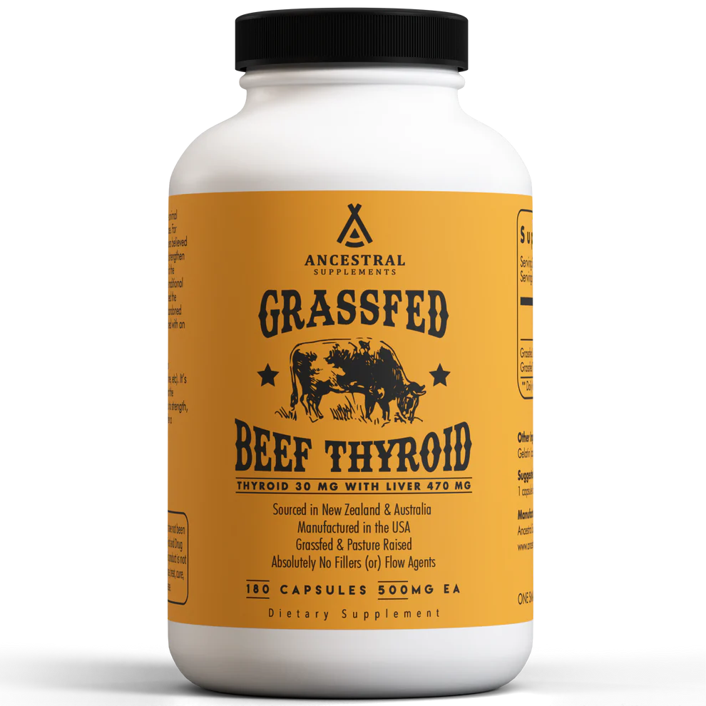 Grass-Fed Bovine Thyroid - 180 capsules