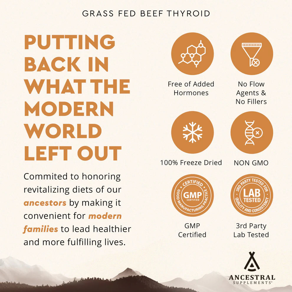Grass-Fed Bovine Thyroid - 180 capsules