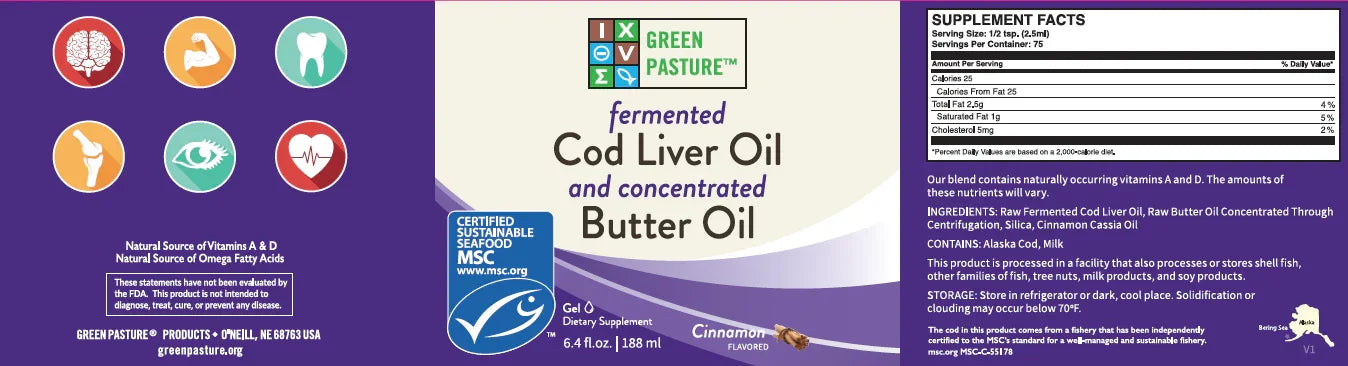 Fermented Cod Liver Oil / Butter Oil Blend - Gel - Cinnamon