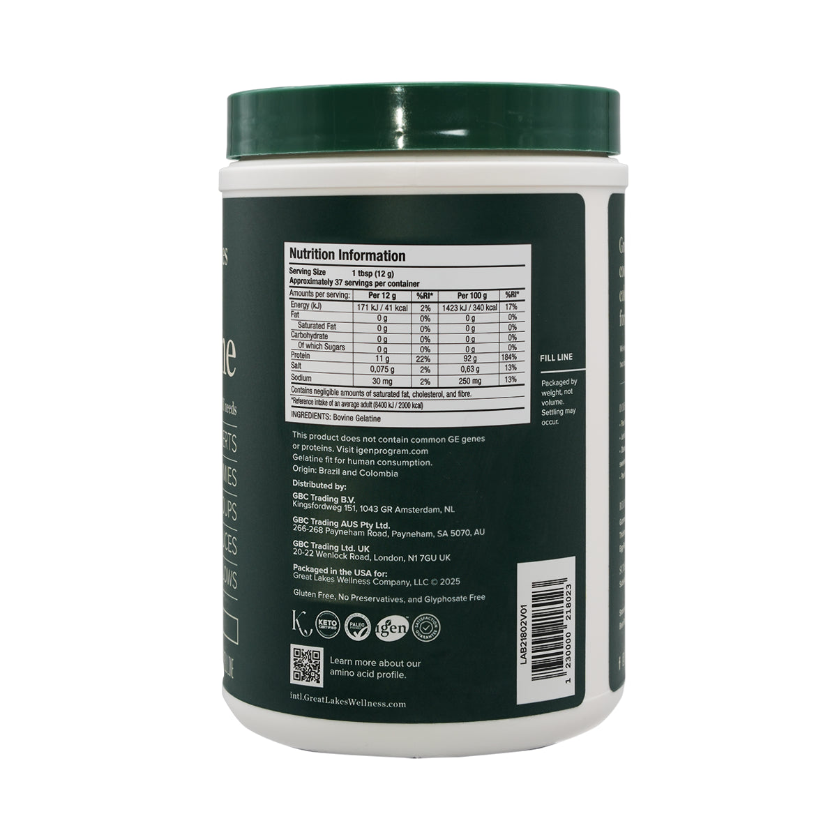 Gelatin - Grass-Fed Beef Gelatin - 454 grams