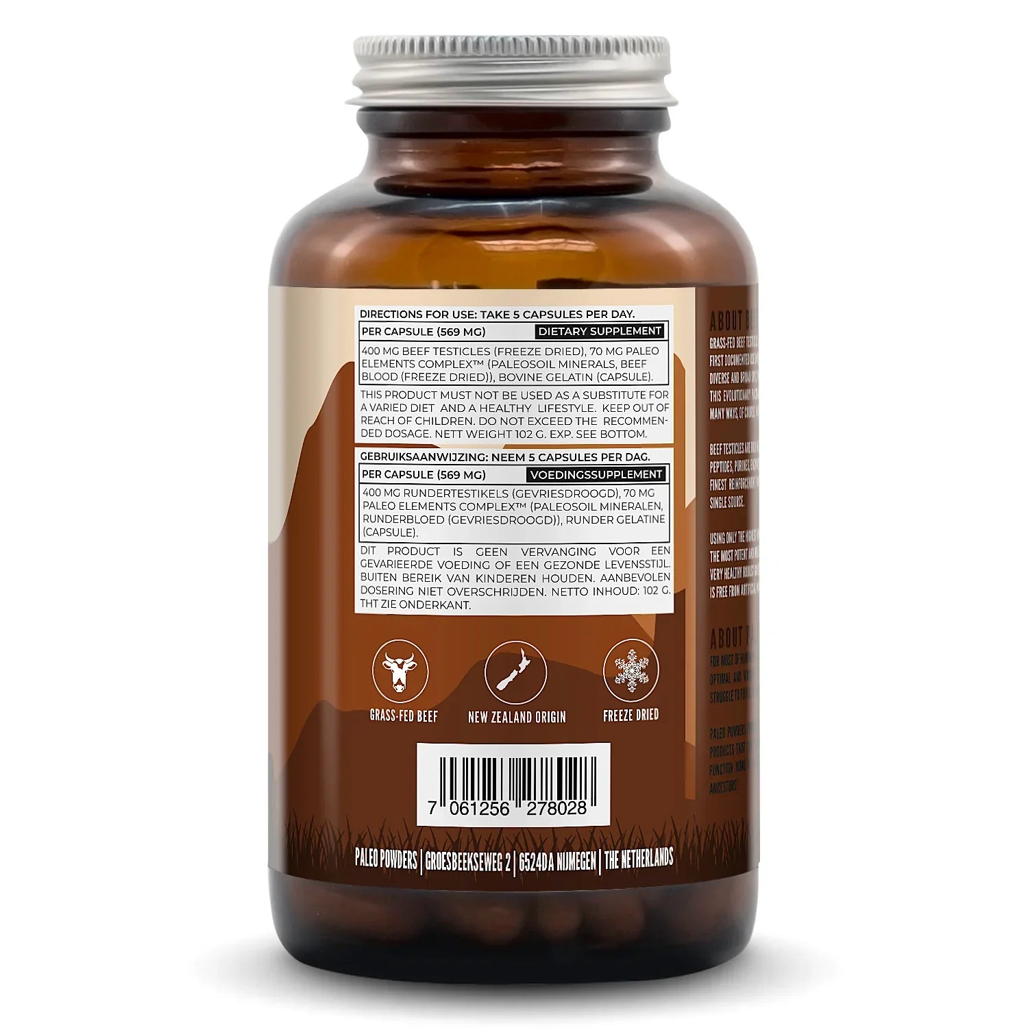 Beef Testicles - Grass Fed - 180 Capsules