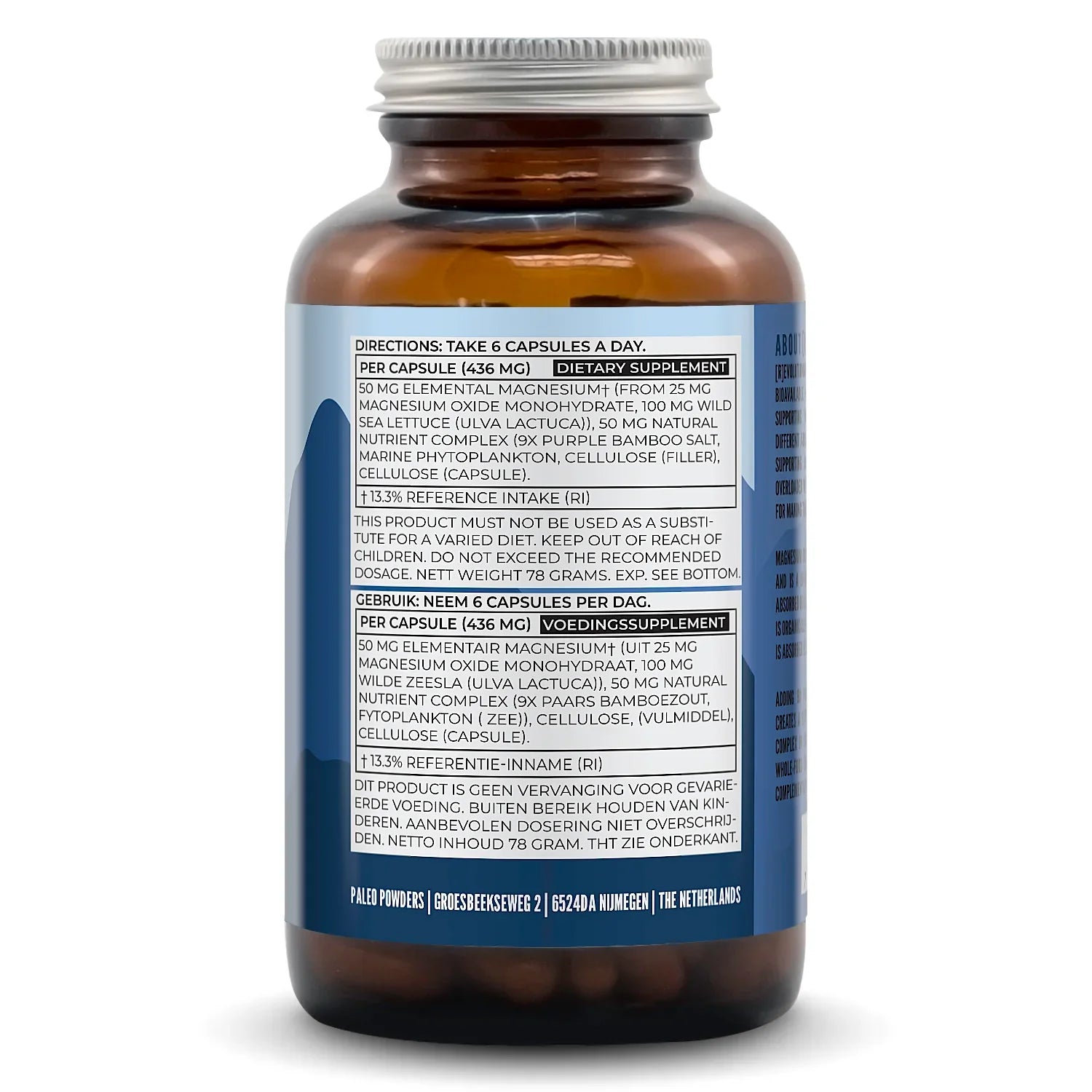 Magnesium - 100% Natural - 180 capsules