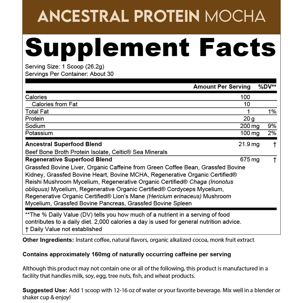 Ancestral Protein Powder - Grass-Fed - Mocha - 787 gram