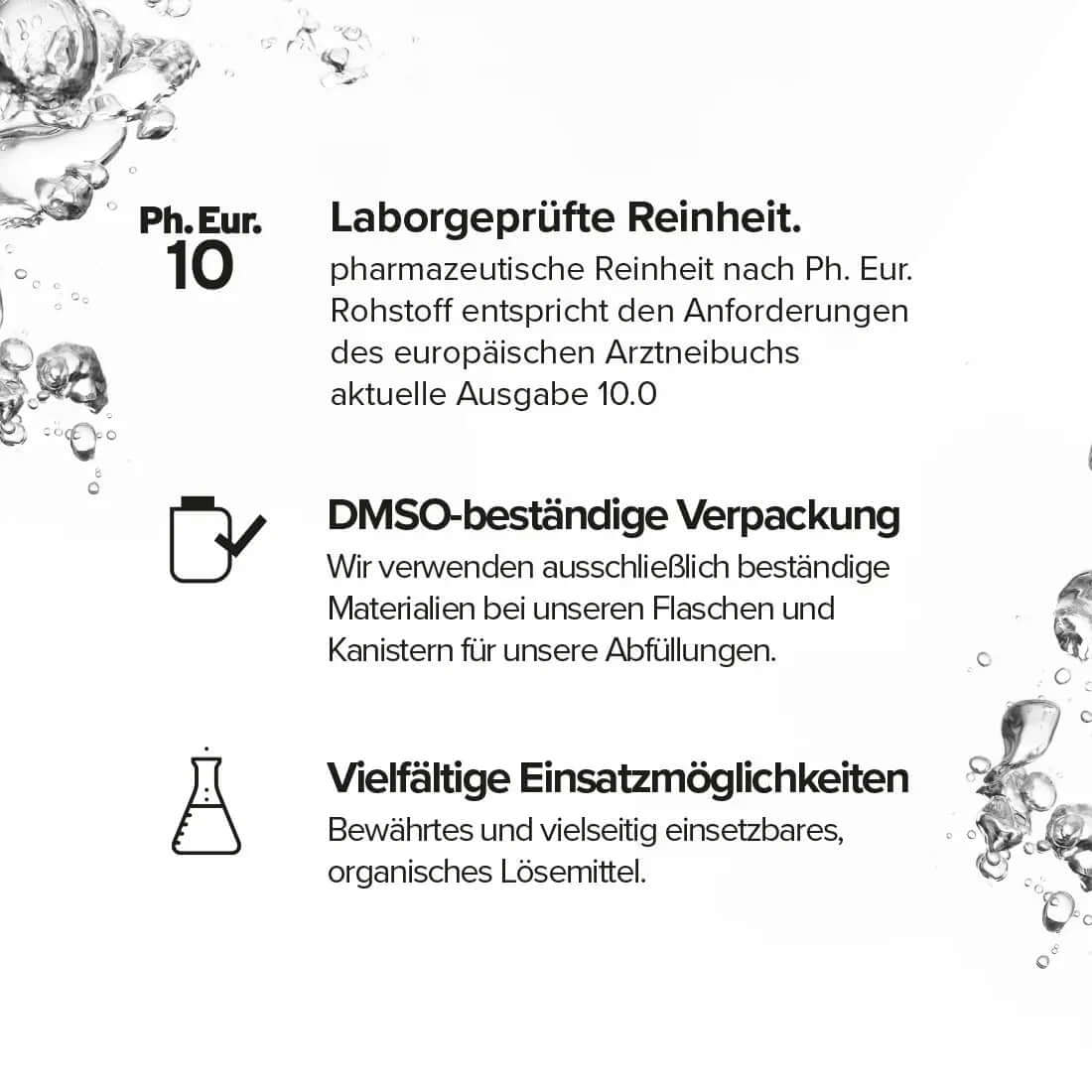 DMSO 99,9% puur dimethylsulfoxide in glazen fles.