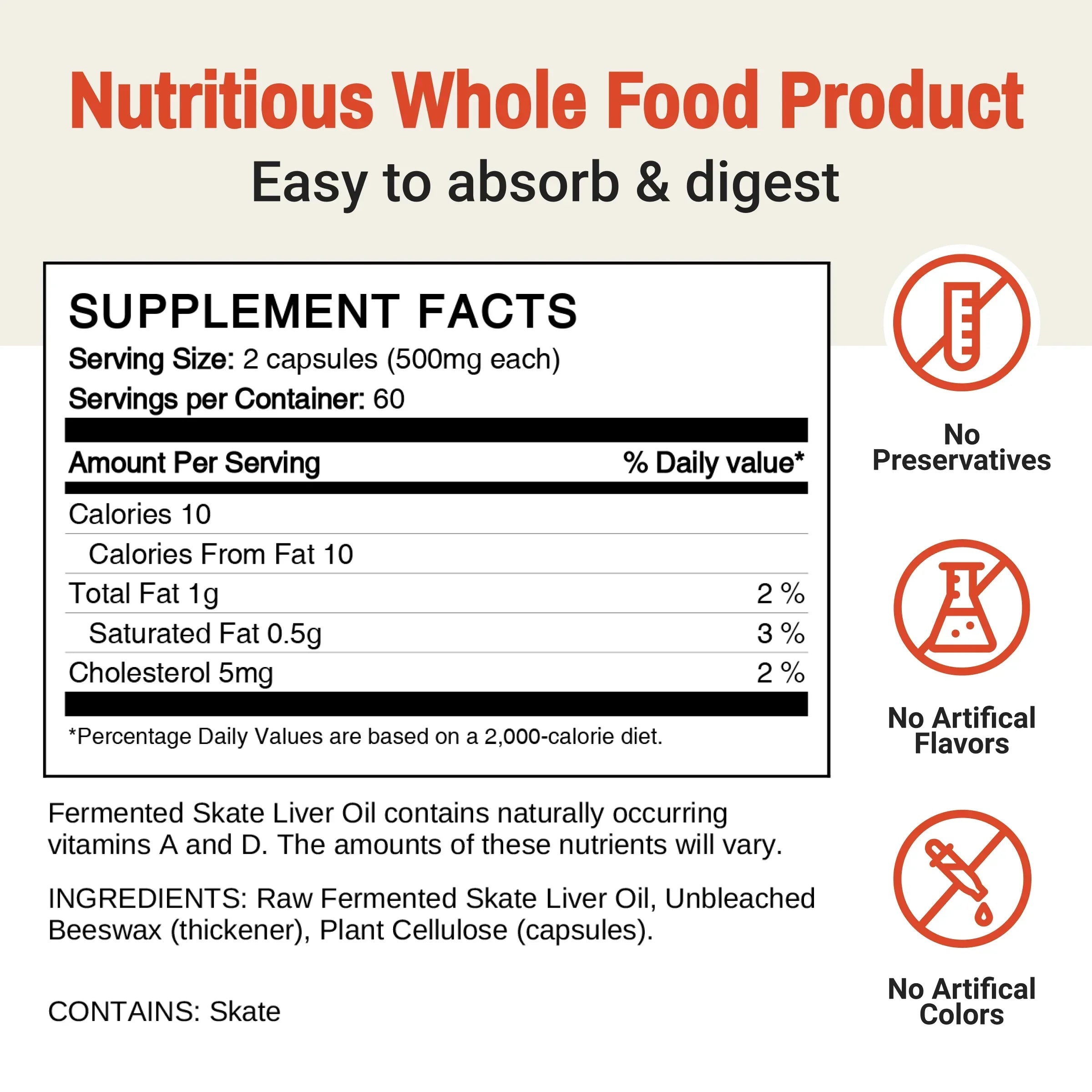 Fermented Skate Liver Oil - 120 Capsules