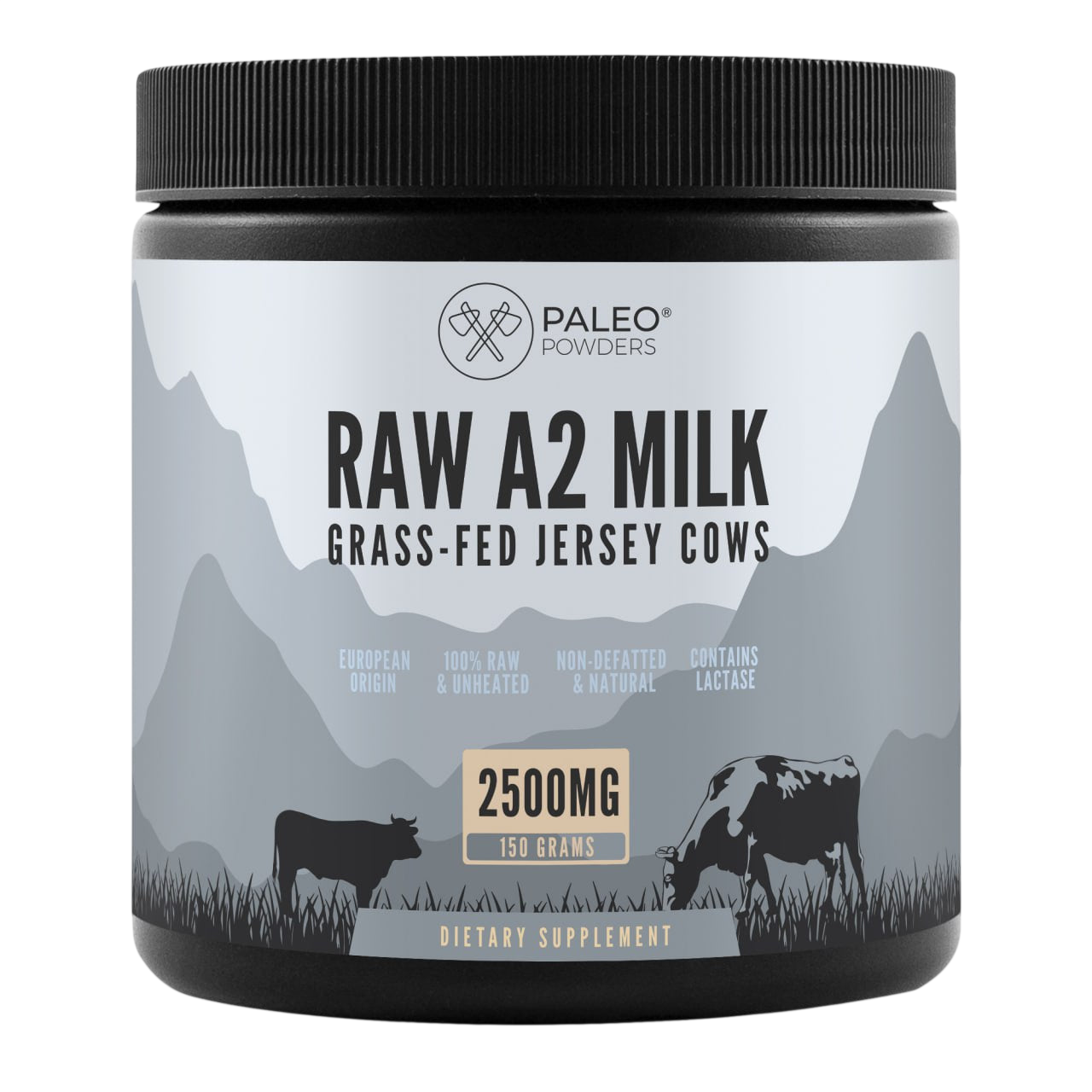 Rauwe A2 Melk poeder van Nederlandse grasgevoerde Jersey koeien, 150 gram pot.