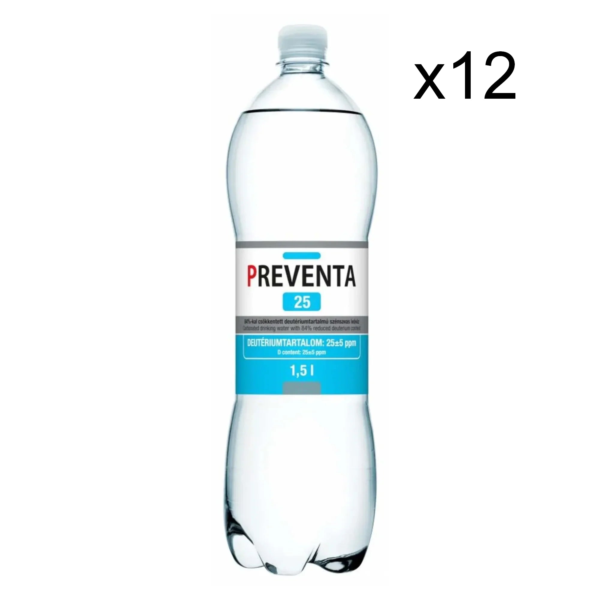 Deuterium-depleted water - Preventa® 25 - Carbonated (12 x 1,5 liter)