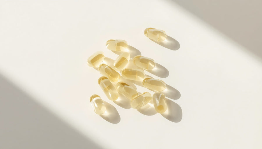 Vitamine D-capsules in het zonlicht
