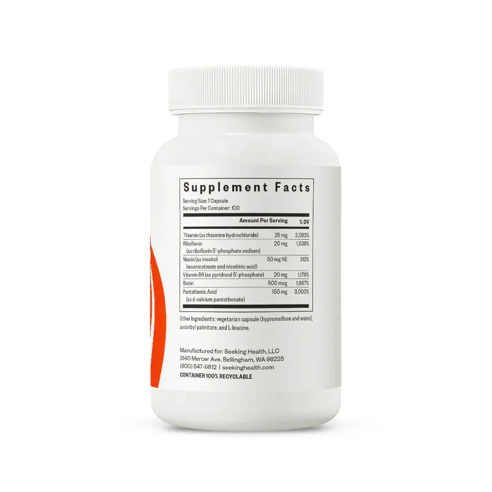 Label with nutrition table for B-Minus B-complex capsules
