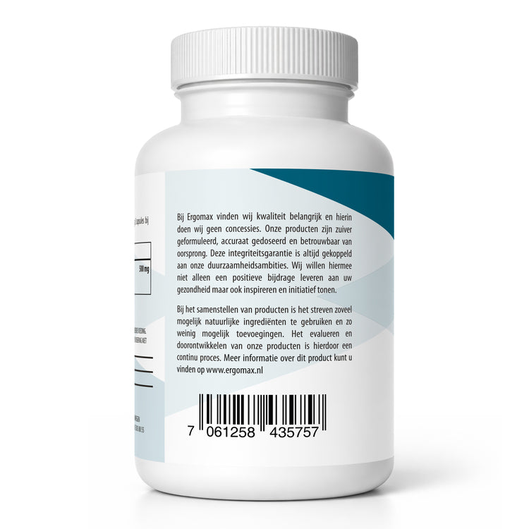 D-Serine from Ergomax, supplement in a white bottle with clear information, 60 capsules.