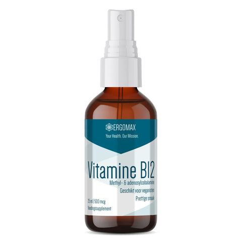Vitamin B12 spray with methylcobalamin and adenosylcobalamin in its packaging