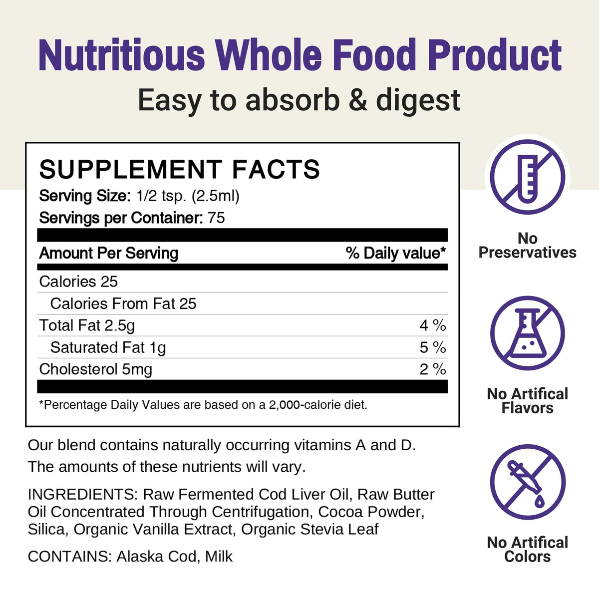 Combinatie van gefermenteerde kabeljauw levertraan en boterolie.