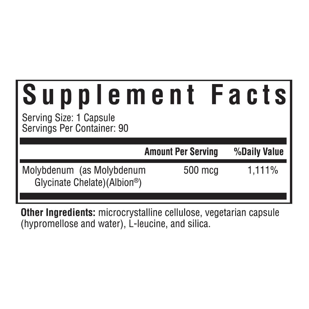 Molybdenum 500 mcg - Molybdeen glycinaat - 90 capsules