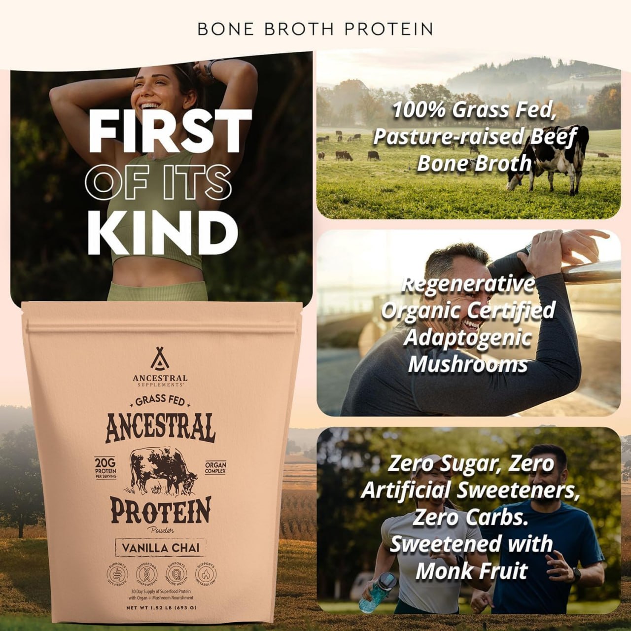 Ancestral Protein Powder - Grass-Fed - Vanilla Chai - 689 grams