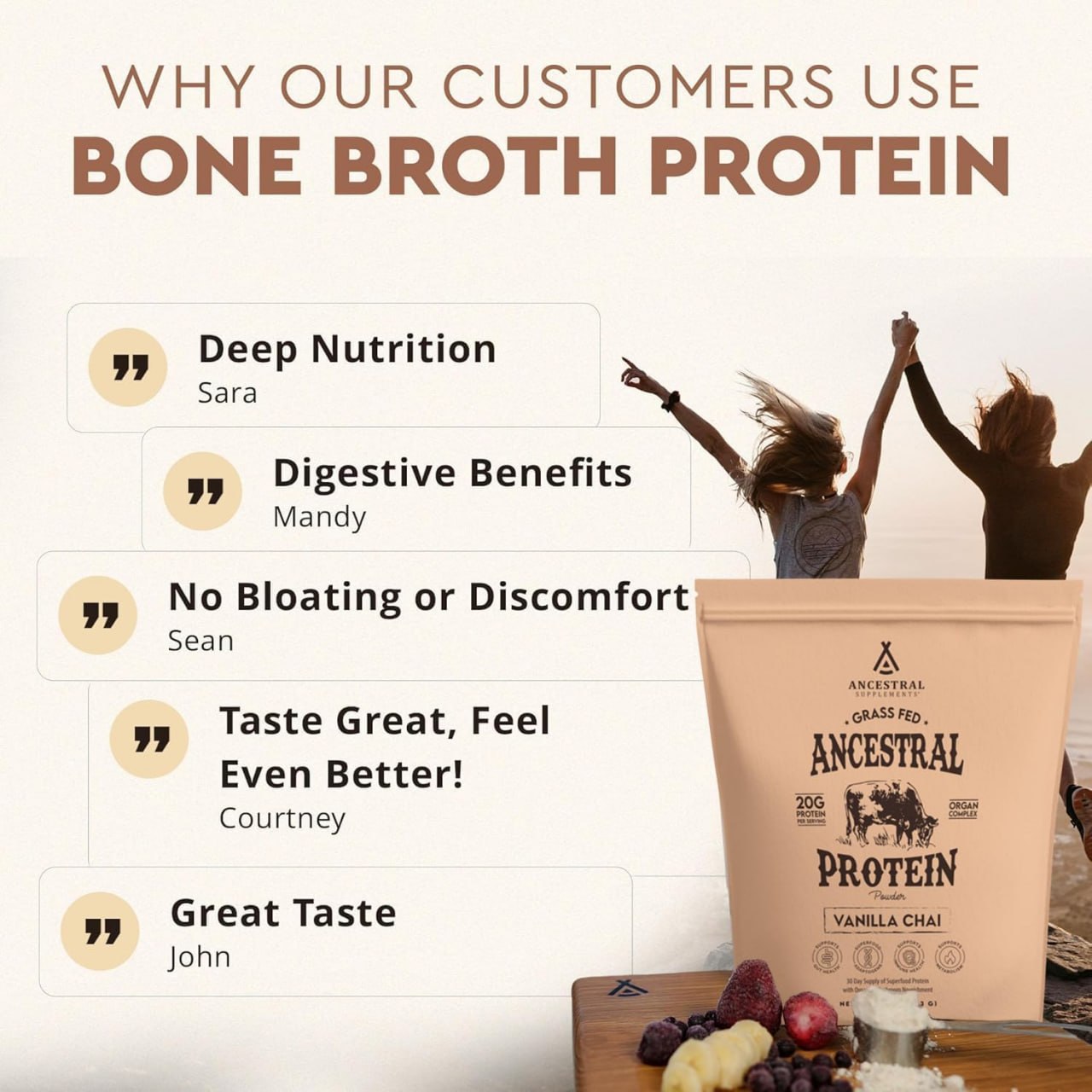 Ancestral Protein Powder - Grass-Fed - Vanilla Chai - 689 grams