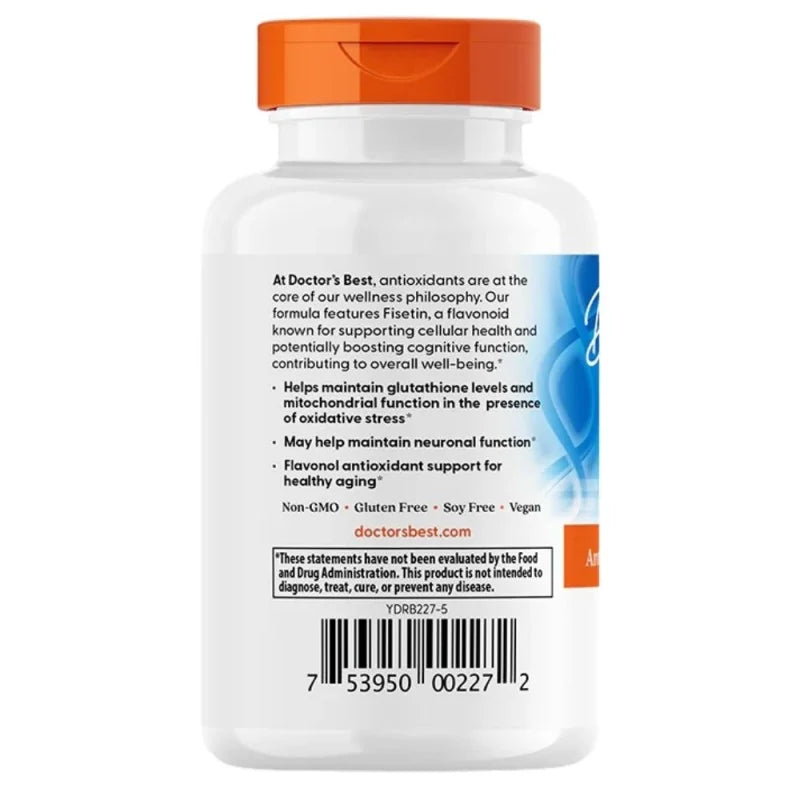 Fisetin - Novusetin™ supplement bottle from Doctor’s Best, a natural antioxidant for well-being.