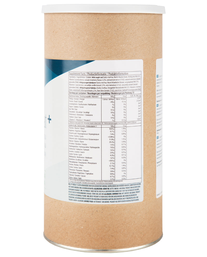 Gelatine - Collageen Hydrolysaat+ (Wilde Zeevis) - Aardbei - Ergomax