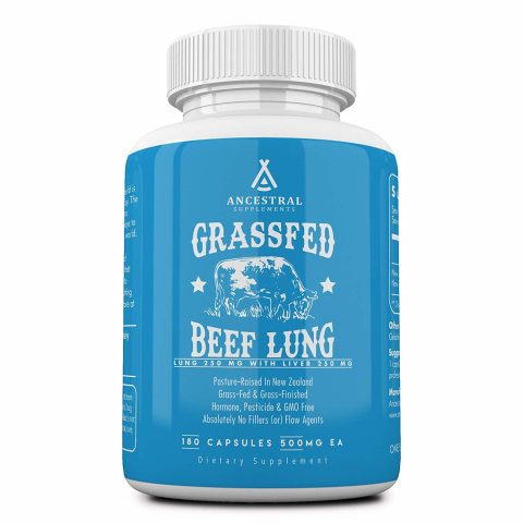 Ancestral Supplements - Grass fed Bovine Lung - 180 capsules 