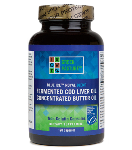 Green Pasture - Fermented Cod Liver Oil / Butter Oil Blend - 120 vegetarian capsules
